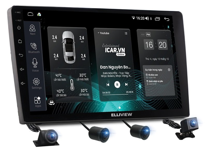 Màn Hình Android Elliview S4 Basic + Camera 360 Lắp Xe Toyota